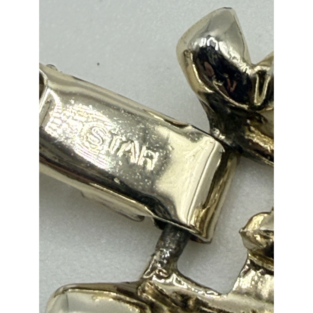 Vintage STAR Bracelet Silver Tone Chunky MCM Signed 6.5" - Picture 6 of 9